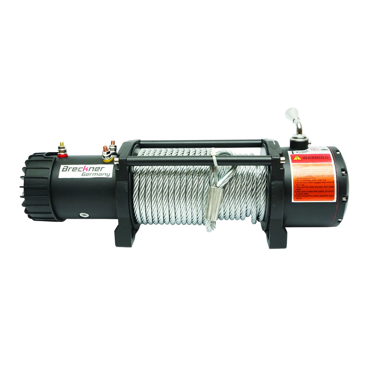 Troliu electric cu telecomanda 12V, 5 cp, 4.3T (9500lbs) cablu otel 9x24m solenoid 400A Breckner Germany